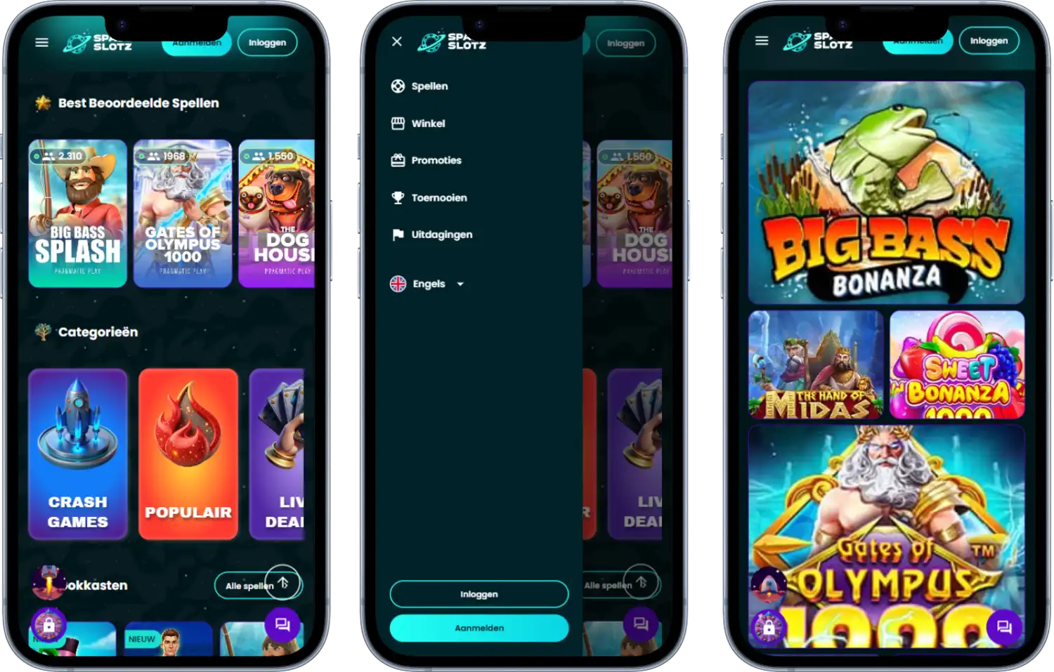 Space Slotz Casino op Mobiel