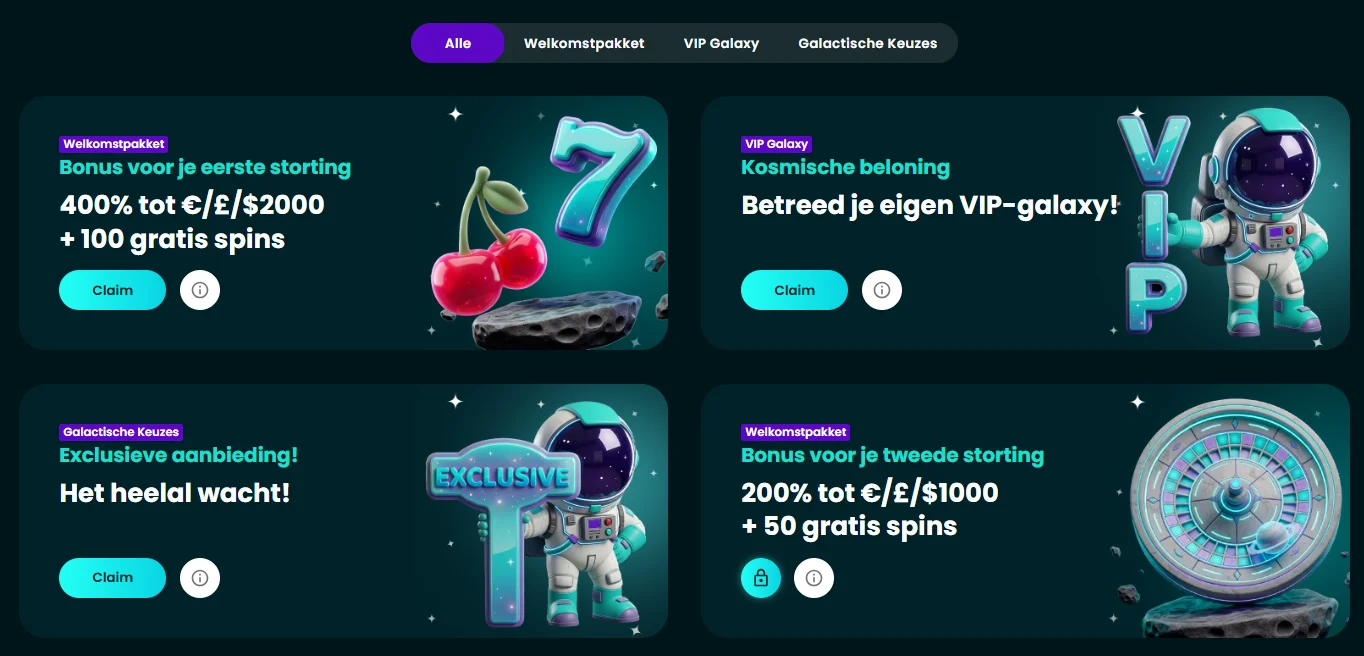Space Slotz Casino Bonussen en promoties